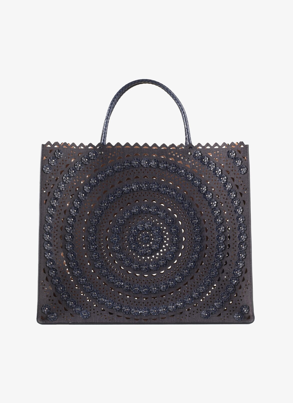 LARGE BAG PAILLE+ELAPHE N.VIENNE FL BLACK/NIGHT ALAÏA BLACK/NIGHT BLUE LARGE BAG PAILLE+ELAPHE N.VIENNE FL BLACK/NIGHT